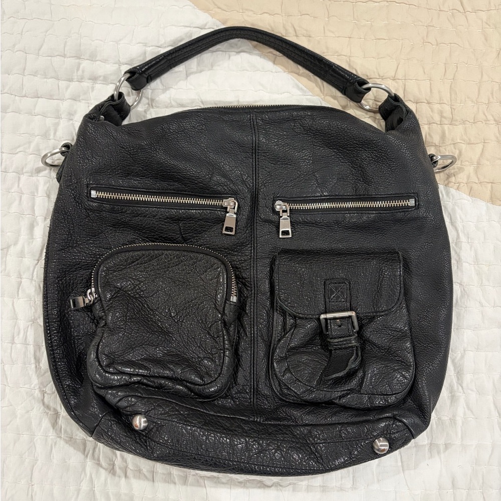 Liebeskind Pebbled Leather Black Hobo Bag